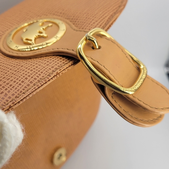 HUNTING WORLD Shoulder Bag Tan Tone Japan Made in Italy "No strap" Excellent - Picture 8 of 14